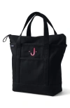 Lands' End Zip Top Canvas Tote Bag In Black
