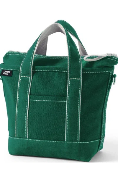 Lands' End Zip Top Canvas Tote Bag In Green