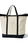 Lands' End Zip Top Canvas Tote Bag In Natural/black