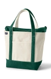 Lands' End Zip Top Canvas Tote Bag In Natural/bright Spruce
