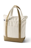 Lands' End Zip Top Canvas Tote Bag In Natural/bronze Metallic