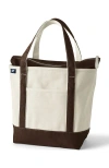 Lands' End Zip Top Canvas Tote Bag In Natural/brown Root