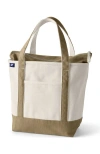 Lands' End Zip Top Canvas Tote Bag In Natural/cafe Au Lait