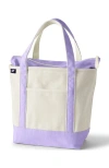 Lands' End Zip Top Canvas Tote Bag In Natural/lavender Cloud