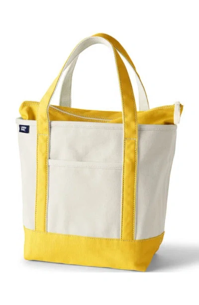 Lands' End Zip Top Canvas Tote Bag In Natural/primrose Yellow