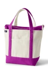 Lands' End Zip Top Canvas Tote Bag In Natural/violet Rose