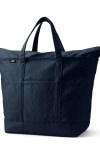 Lands' End Zip Top Canvas Tote Bag In Radiant Navy
