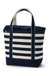 Lands' End Zip Top Canvas Tote Bag In Radiant Navy Heritage Stripe