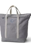 Lands' End Zip Top Canvas Tote Bag In Silver Graphite