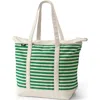 Lands' End Zip Top Long Handle Canvas Tote Bag In Multi