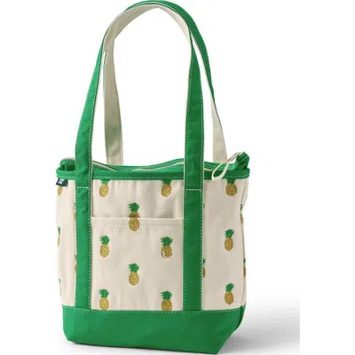 Lands' End Zip Top Long Handle Canvas Tote Bag