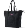 Lands' End Zip Top Long Handle Canvas Tote Bag In Black