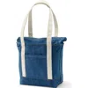 Lands' End Zip Top Long Handle Canvas Tote Bag In Blue