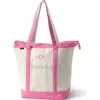 Lands' End Zip Top Long Handle Canvas Tote Bag In Natural/fresh Pink