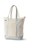 Lands' End Zip Top Long Handle Canvas Tote Bag In Natural/silver Metallic