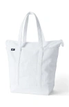Lands' End Zip Top Long Handle Canvas Tote Bag In White