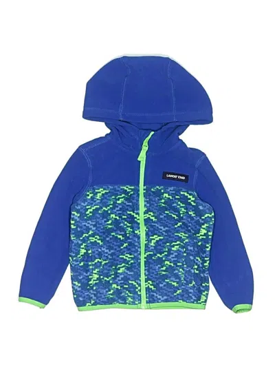 Pre-owned Lands' End Kids'  Zip Up Hoodie In Blue