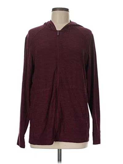 Pre-owned Lands' End Zip Up Hoodie In Burgundy