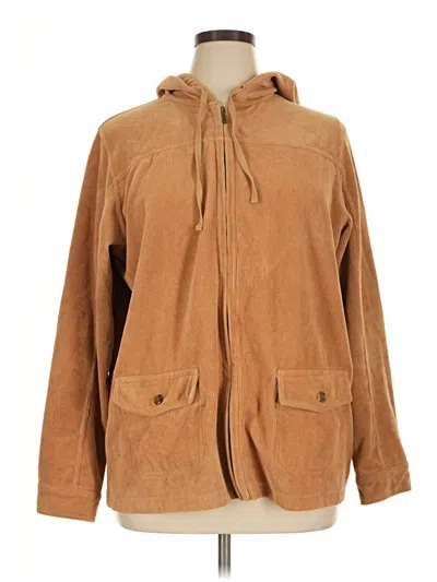 Pre-owned Lands' End Zip Up Hoodie In Tan