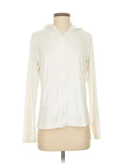 Pre-owned Lands' End Zip Up Hoodie In White