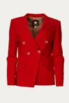 LANDSCAPE SUPER MATTE JERSEY FITTED DOUBLE-BREASTED BLAZER IN CORAL
