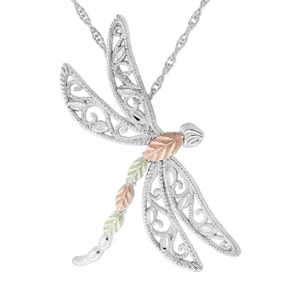 Landstrom's Black Hills Gold Black Hills Gold Dragonfly Womens Sterling Silver 18 Inch Pendant Necklace In Transparent
