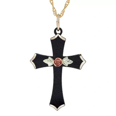 Landstrom's Black Hills Gold Black Hills Gold Rose Womens Cross 18 Inch Pendant Necklace In Transparent