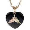 Landstrom's Black Hills Gold Black Hills Gold Womens Black Onyx 10k Tri-color Gold Heart 18 Inch Pendant Necklace In Gold