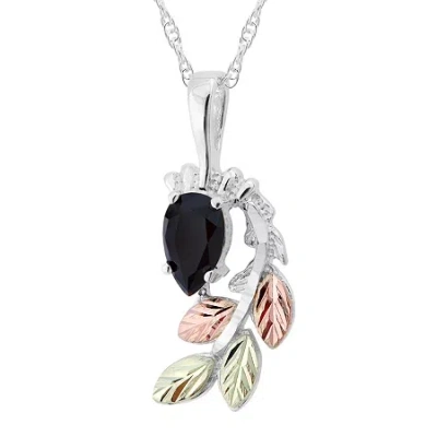 Landstrom's Black Hills Gold Black Hills Gold Womens Black Onyx Sterling Silver Flower 18 Inch Pendant Necklace In Transparent