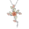 Landstrom's Black Hills Gold Black Hills Gold Womens Sterling Silver Rose Cross Pendant Necklace In Transparent