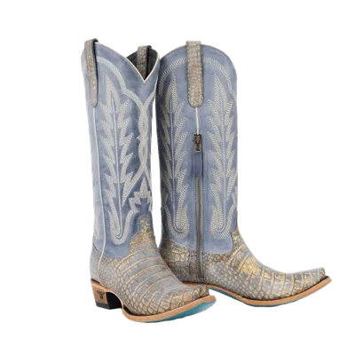 Pre-owned Lane Boots Lane Ladies Skylight Gilded Denim Western Boots Lb0498b In Blue
