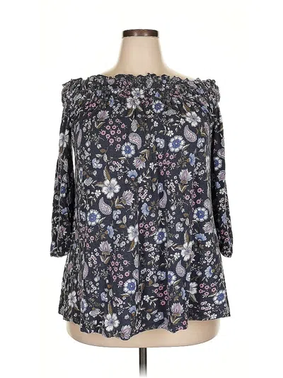 Pre-owned Lane Bryant 3/4 Sleeve Blouse In Black