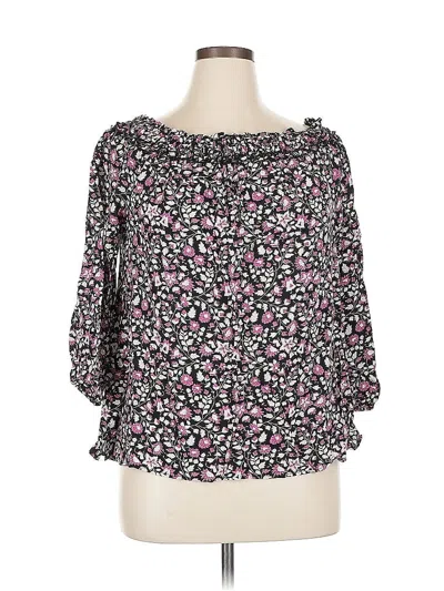 Pre-owned Lane Bryant 3/4 Sleeve Blouse In Black