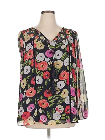 Pre-owned Lane Bryant 3/4 Sleeve Blouse In Black