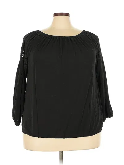 Pre-owned Lane Bryant 3/4 Sleeve Blouse In Black