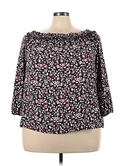Pre-owned Lane Bryant 3/4 Sleeve Blouse In Black