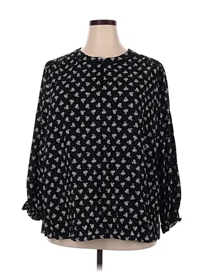 Pre-owned Lane Bryant 3/4 Sleeve Blouse In Black