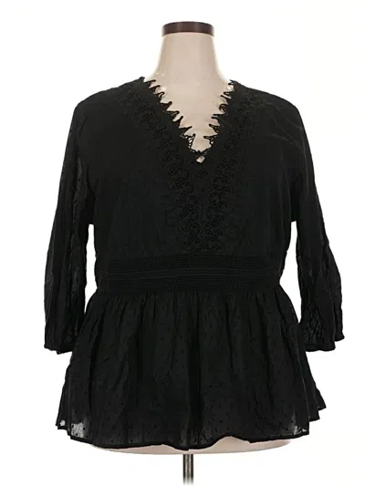 Pre-owned Lane Bryant 3/4 Sleeve Blouse In Black