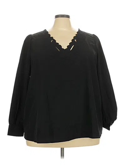 Pre-owned Lane Bryant 3/4 Sleeve Blouse In Black