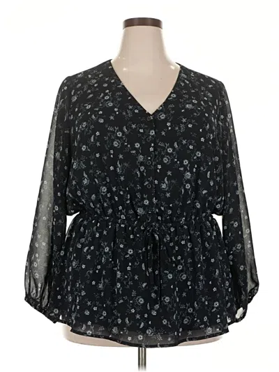 Pre-owned Lane Bryant 3/4 Sleeve Blouse In Black