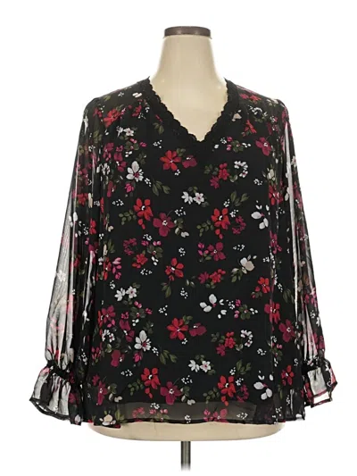 Pre-owned Lane Bryant 3/4 Sleeve Blouse In Black