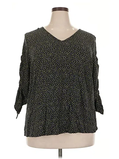 Pre-owned Lane Bryant 3/4 Sleeve Blouse In Black