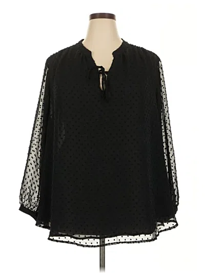 Pre-owned Lane Bryant 3/4 Sleeve Blouse In Black