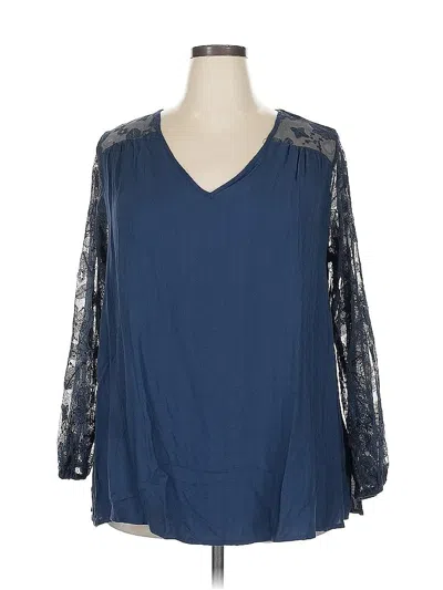 Pre-owned Lane Bryant 3/4 Sleeve Blouse In Blue