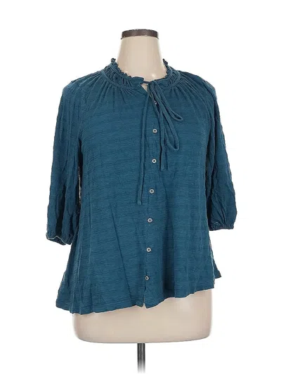 Pre-owned Lane Bryant 3/4 Sleeve Blouse In Blue