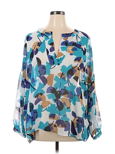 Pre-owned Lane Bryant 3/4 Sleeve Blouse In Blue