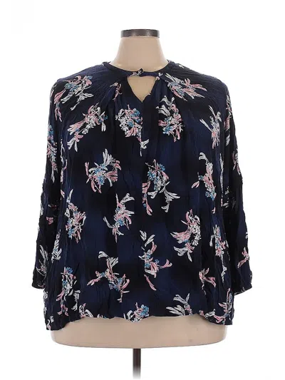 Pre-owned Lane Bryant 3/4 Sleeve Blouse In Blue