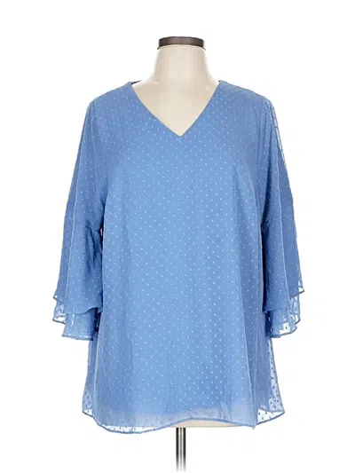 Pre-owned Lane Bryant 3/4 Sleeve Blouse In Blue