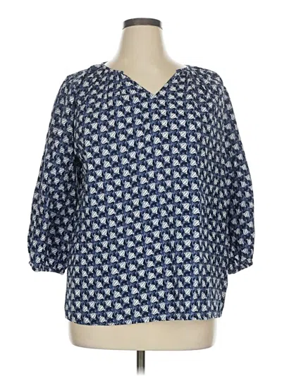 Pre-owned Lane Bryant 3/4 Sleeve Blouse In Blue