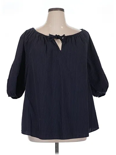 Pre-owned Lane Bryant 3/4 Sleeve Blouse In Blue